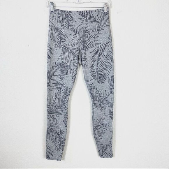 Athleta Be Present Grey Palm Leaf Print Leggings - Picture 1 of 7